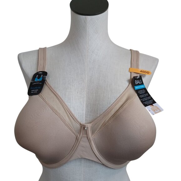 Bali Bra Comfortlite Smoothing Neutral Nude Adjustable Back Strap Women 40DD NEW - Picture 13 of 13